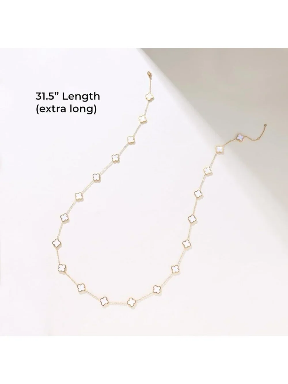 18k Gold Plated Clover Necklace for Women - Adjustable Four-Leaf Charm Jewelry